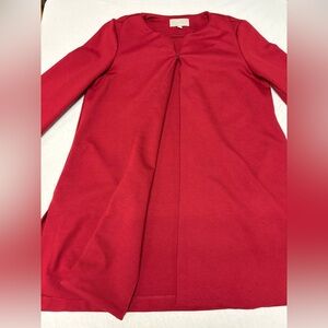 Joan Vass Vibrant Red Sweater with single snap and pockets. Womens Small